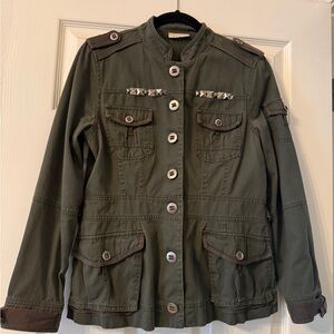 BLVD Olive Utility Jacket with Studded Details